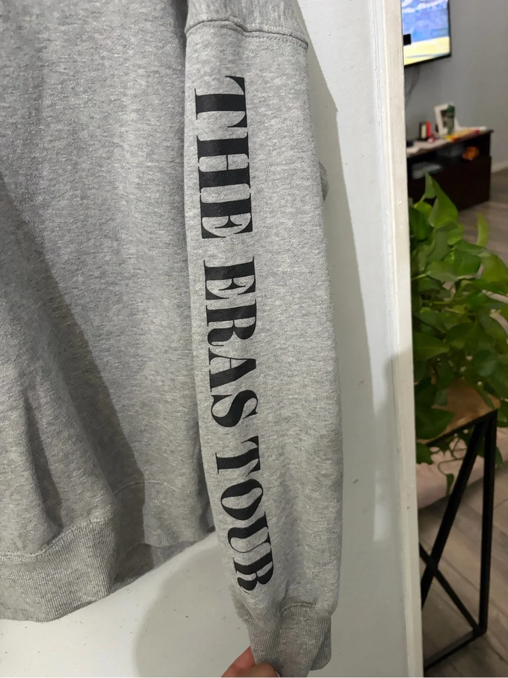 Taylor Swift Light Gray Half-Zip Pullover with Black Trim